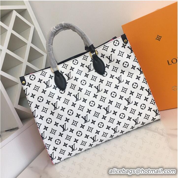 Famous Brand Louis Vuitton Original Leather ONTHEGO MM M46060 Black & White & Pink