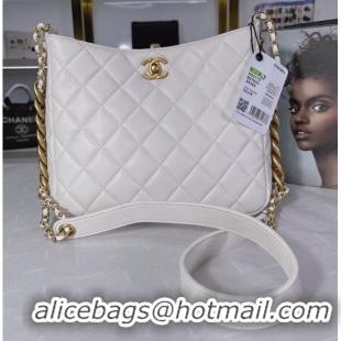 Good Product Chanel Calfskin Shoulder Bag AS3112 White