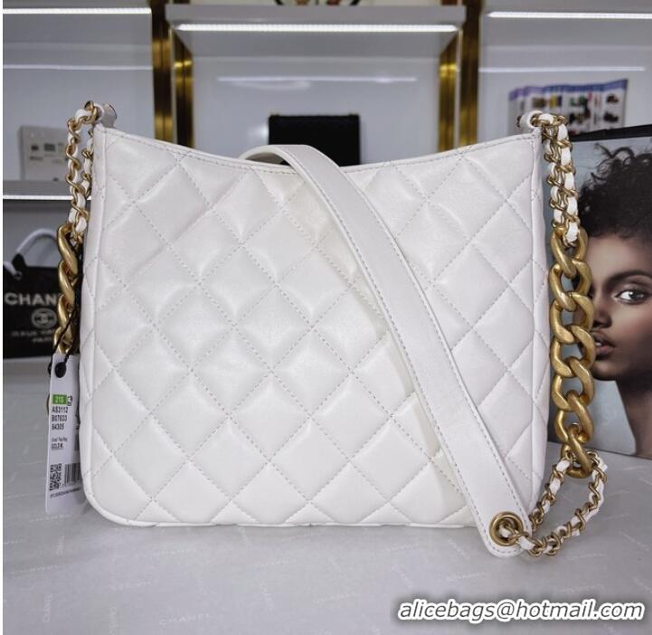 Good Product Chanel Calfskin Shoulder Bag AS3112 White