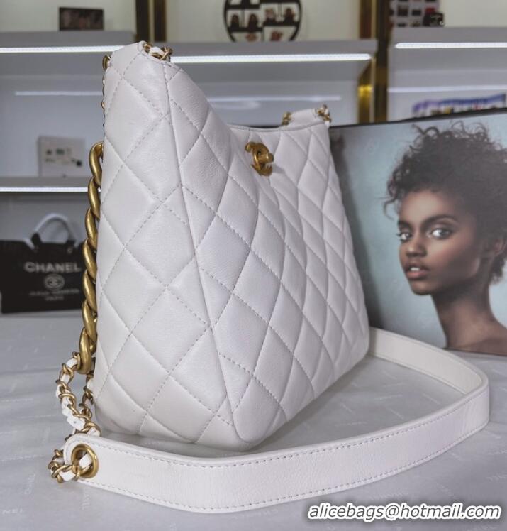 Good Product Chanel Calfskin Shoulder Bag AS3112 White