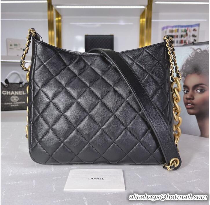 Famous Brand Chanel Calfskin Shoulder Bag AS3112 black