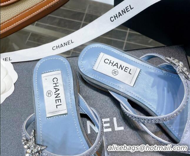 Chic Chanel Suede Star Thong Sandals G38758 Blue 2022