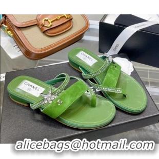 Discount Chanel Suede Star Thong Sandals G38758 Green 2022