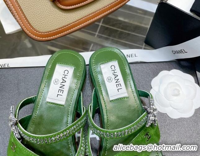 Discount Chanel Suede Star Thong Sandals G38758 Green 2022