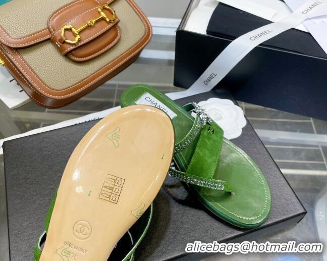 Discount Chanel Suede Star Thong Sandals G38758 Green 2022