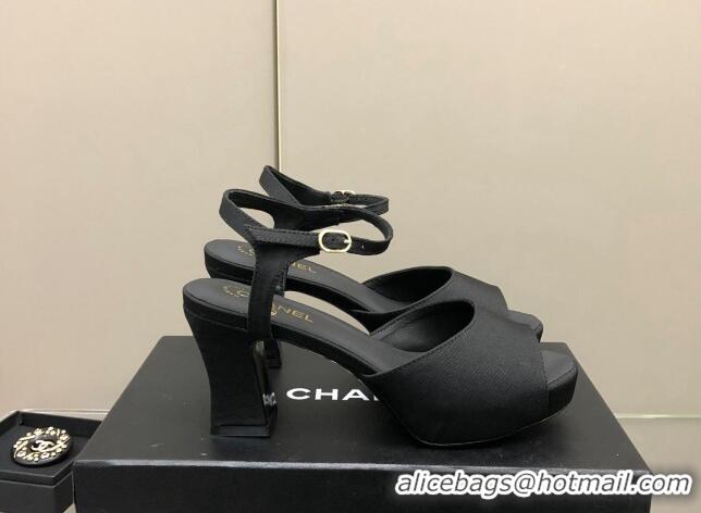 Perfect Chanel Grosgrain High Heel Sandals Black 0321100