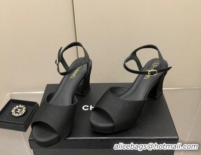 Perfect Chanel Grosgrain High Heel Sandals Black 0321100