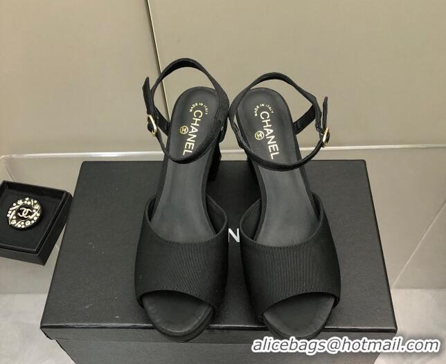 Perfect Chanel Grosgrain High Heel Sandals Black 0321100