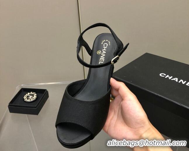 Perfect Chanel Grosgrain High Heel Sandals Black 0321100