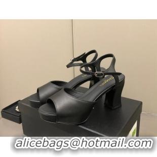 Luxury Chanel Lambskin High Heel Sandals Black 032110