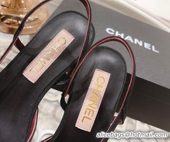 Best Price Chanel Grosgrain Slingback Shoe 2.5cm G31319 Black