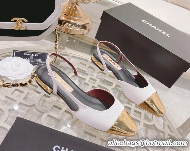 Unique Style Chanel Grosgrain Slingback Shoe 2.5cm G31319 White