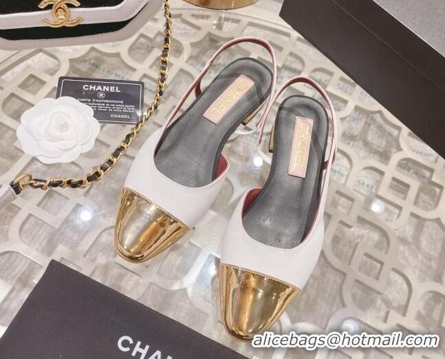 Unique Style Chanel Grosgrain Slingback Shoe 2.5cm G31319 White