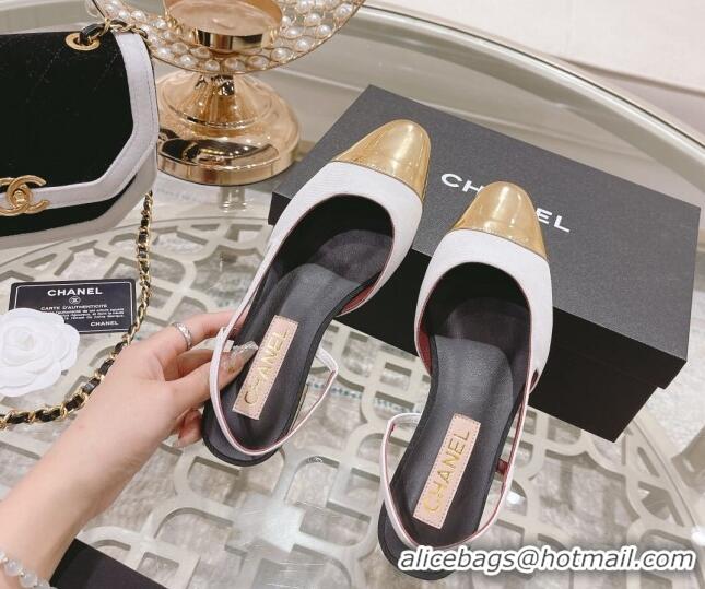 Unique Style Chanel Grosgrain Slingback Shoe 2.5cm G31319 White