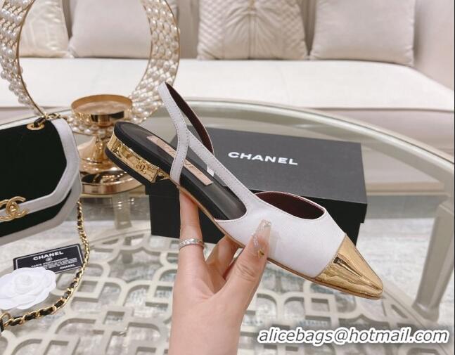 Unique Style Chanel Grosgrain Slingback Shoe 2.5cm G31319 White