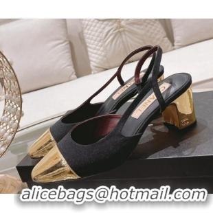 Good Looking Chanel Grosgrain Slingback Pumps 6.5cm G31318 Black