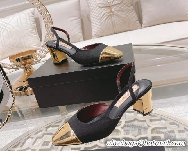 Good Looking Chanel Grosgrain Slingback Pumps 6.5cm G31318 Black