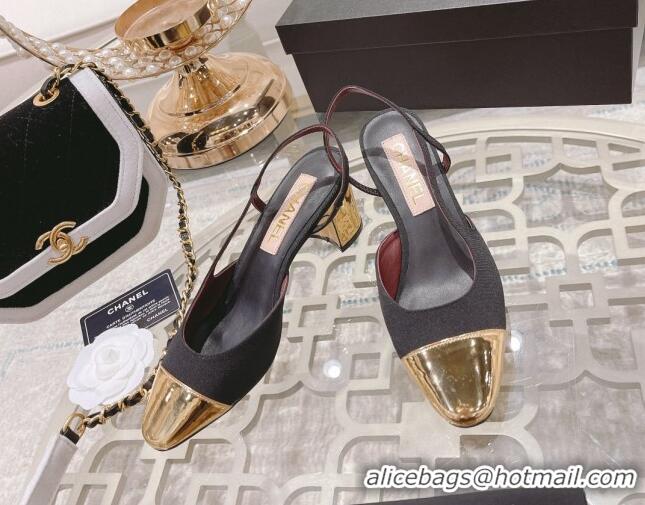 Good Looking Chanel Grosgrain Slingback Pumps 6.5cm G31318 Black