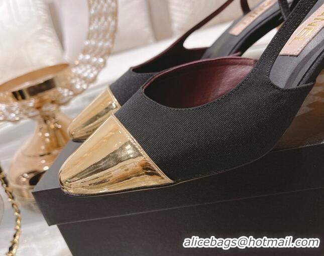 Good Looking Chanel Grosgrain Slingback Pumps 6.5cm G31318 Black