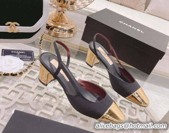 Good Looking Chanel Grosgrain Slingback Pumps 6.5cm G31318 Black