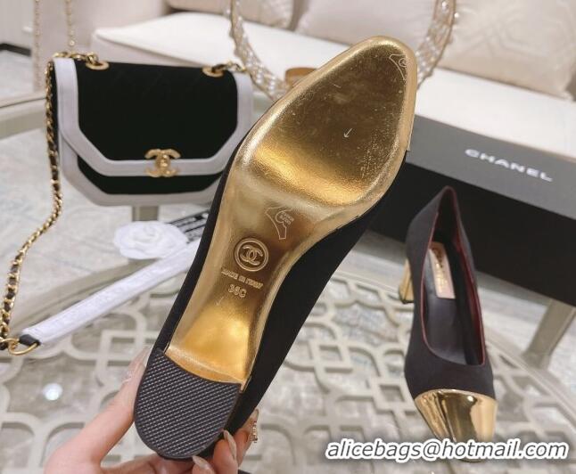 Good Quality Chanel Grosgrain Medium Heel Pumps 6.5cm Black 0321110