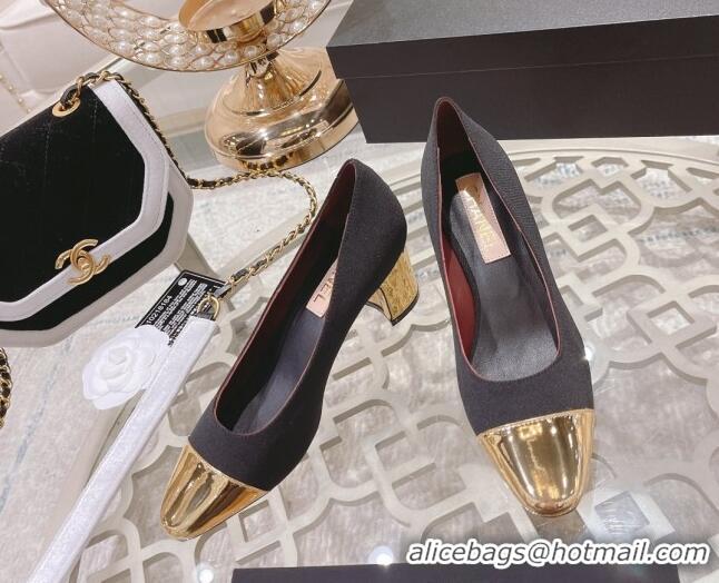 Good Quality Chanel Grosgrain Medium Heel Pumps 6.5cm Black 0321110