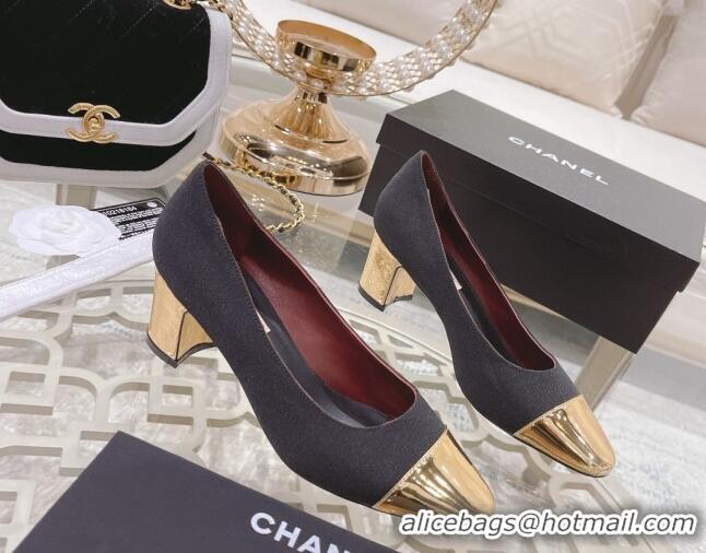 Good Quality Chanel Grosgrain Medium Heel Pumps 6.5cm Black 0321110