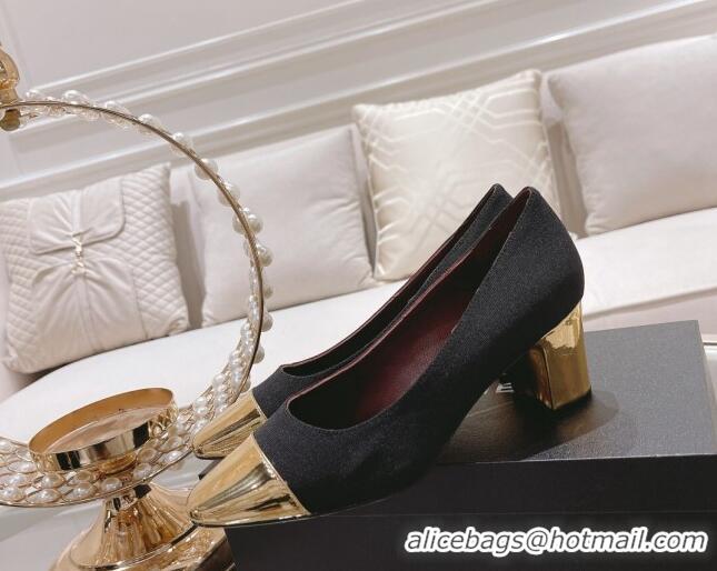 Good Quality Chanel Grosgrain Medium Heel Pumps 6.5cm Black 0321110