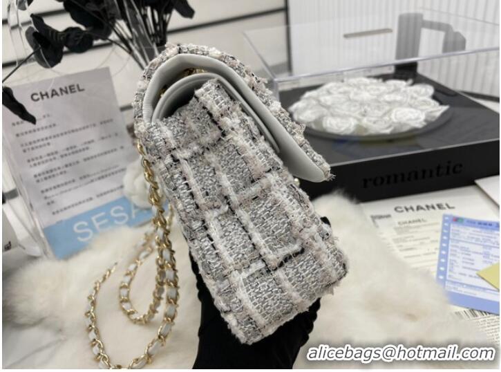 Market Sells CHANEL Tweed Braided Sheepskin & Gold-Tone Metal AS01112-1 Gray