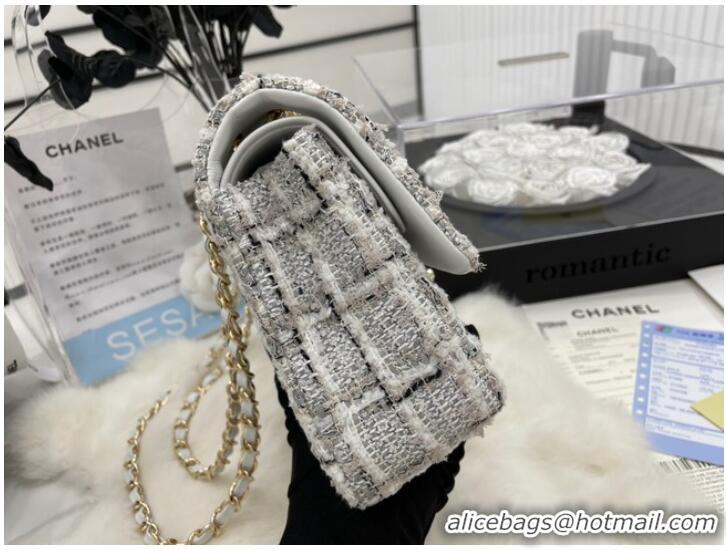 Market Sells CHANEL Tweed Braided Sheepskin & Gold-Tone Metal AS01112-1 Gray