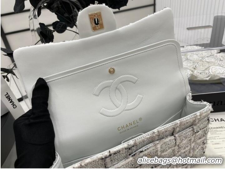 Market Sells CHANEL Tweed Braided Sheepskin & Gold-Tone Metal AS01112-1 Gray