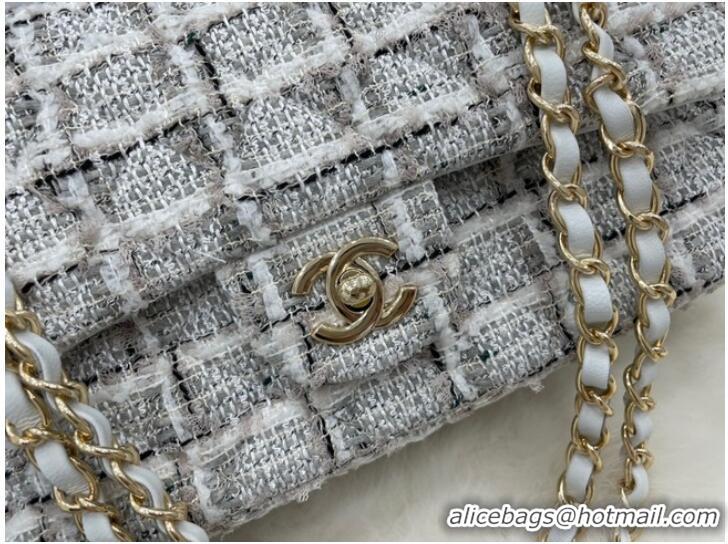 Market Sells CHANEL Tweed Braided Sheepskin & Gold-Tone Metal AS01112-1 Gray