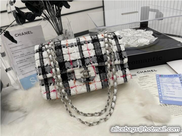 AAAAA Discount CHANEL Tweed Braided Sheepskin & Gold-Tone Metal AS01112-2 black&white