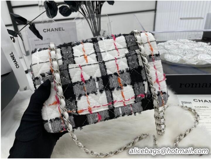 Inexpensive CHANEL Tweed Braided Sheepskin & Gold-Tone Metal AS01116-2 black&white