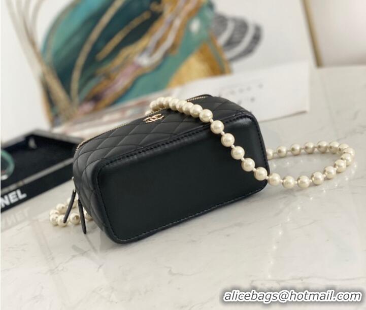 Buy Discount Chanel mini Shoulder Bag Lambskin Imitation Pearls & Gold-Tone Metal AS91192 black