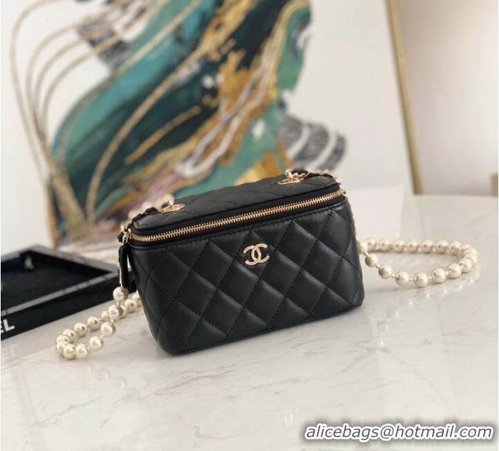 Buy Discount Chanel mini Shoulder Bag Lambskin Imitation Pearls & Gold-Tone Metal AS91192 black