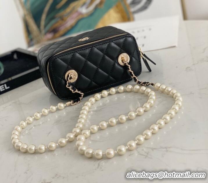 Buy Discount Chanel mini Shoulder Bag Lambskin Imitation Pearls & Gold-Tone Metal AS91192 black