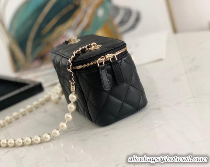 Buy Discount Chanel mini Shoulder Bag Lambskin Imitation Pearls & Gold-Tone Metal AS91192 black