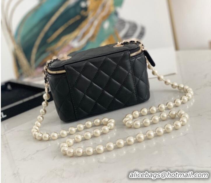 Buy Discount Chanel mini Shoulder Bag Lambskin Imitation Pearls & Gold-Tone Metal AS91192 black