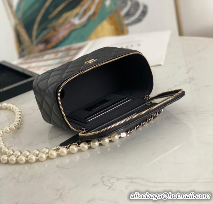 Buy Discount Chanel mini Shoulder Bag Lambskin Imitation Pearls & Gold-Tone Metal AS91192 black