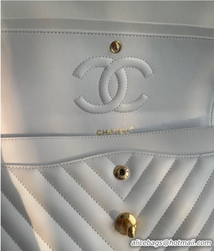 Unique Discount Chanel classic handbag Lambskin & gold Metal V01112 white