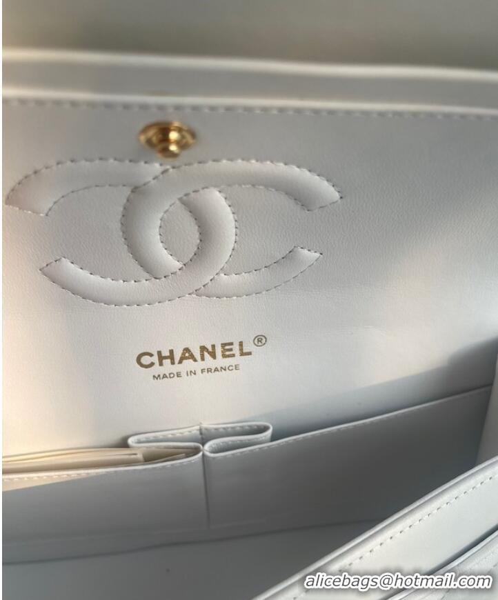 Unique Discount Chanel classic handbag Lambskin & gold Metal V01112 white