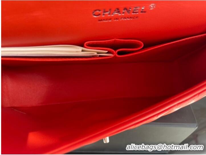 Market Sells Chanel classic handbag Lambskin & silver Metal V01112 orange