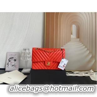 Well Crafted Chanel classic handbag Lambskin & gold Metal V01112 orange