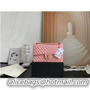 Famous Brand Chanel classic handbag Lambskin & gold Metal V01112 pink