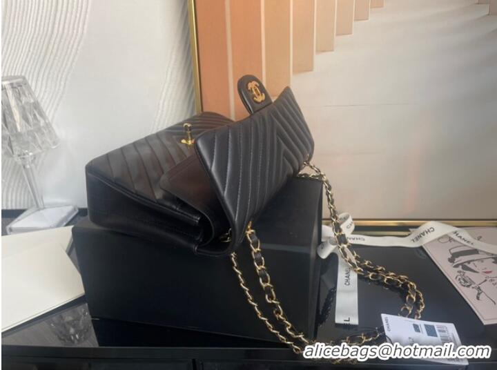 Shop Grade Chanel classic handbag Lambskin & gold Metal V01112 black