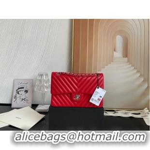 Affordable Price Chanel classic handbag Lambskin & silver Metal V01112 red