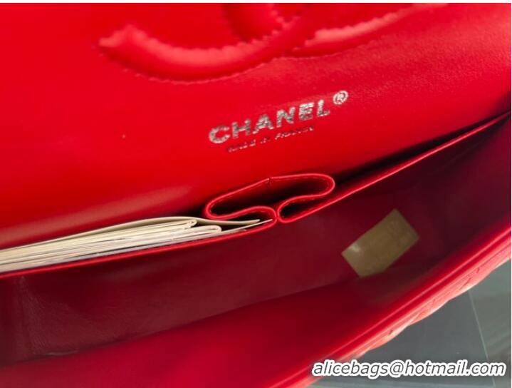 Affordable Price Chanel classic handbag Lambskin & silver Metal V01112 red