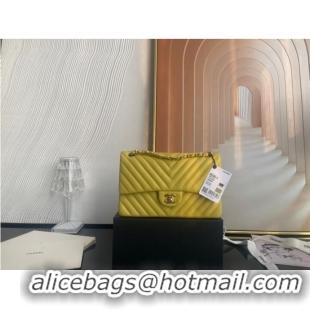 Luxury Discount Chanel classic handbag Lambskin & gold Metal V01112 yellow