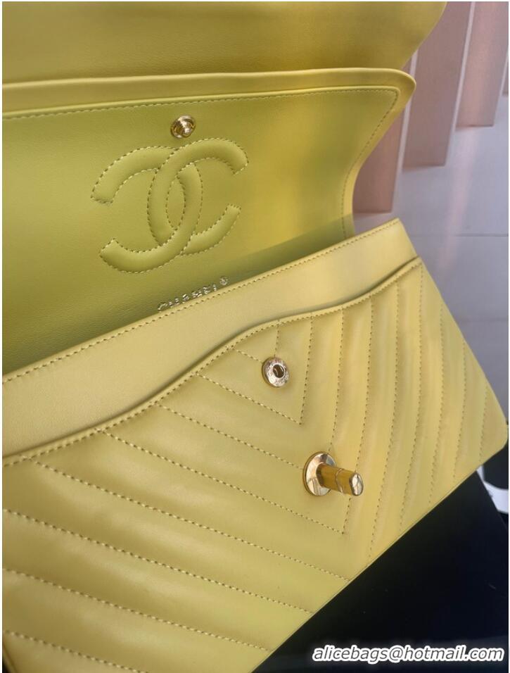 Luxury Discount Chanel classic handbag Lambskin & gold Metal V01112 yellow